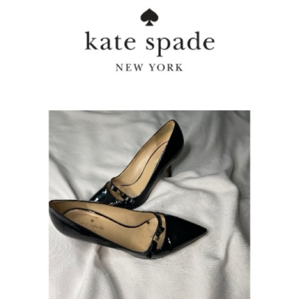 Kate Spade Black Patent Leather Jolene Pointed Toe Heels In Size 7.